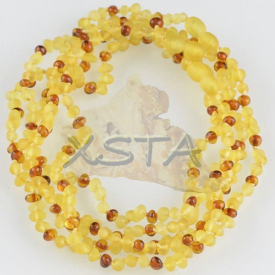 Teething amber necklaces dark cognac raw yellow